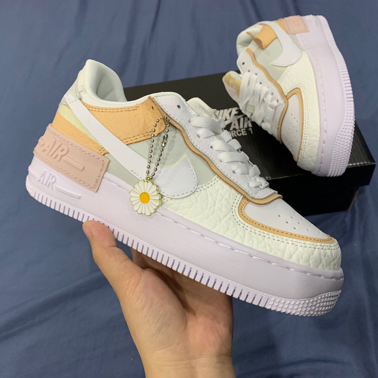 [Full phụ kiện] Giày Sneaker Thể Thao Air Force 1 Hoa Cúc Vàng