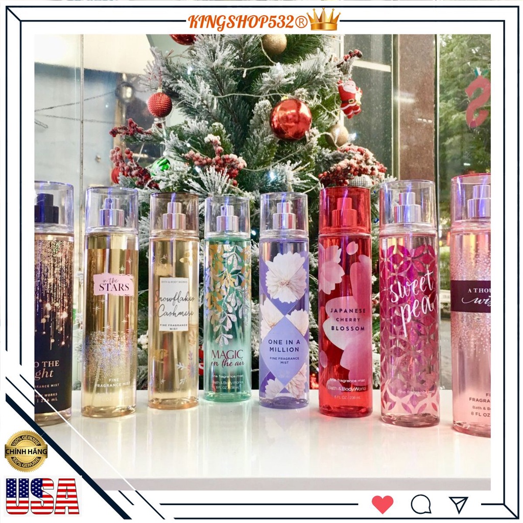 Xịt thơm bath & body works body mist 10ml