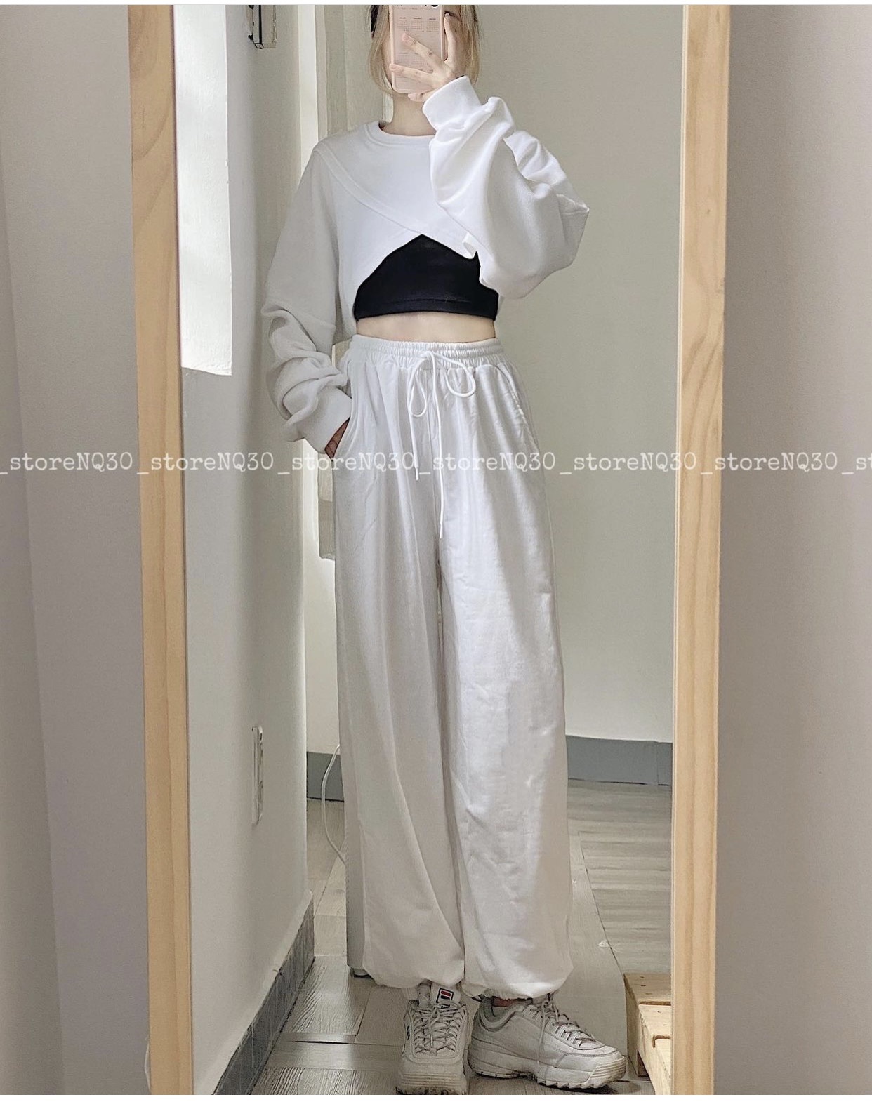 Set Quần Jogger Trơn + Set 2 Món Áo Croptop Đắp Chepo