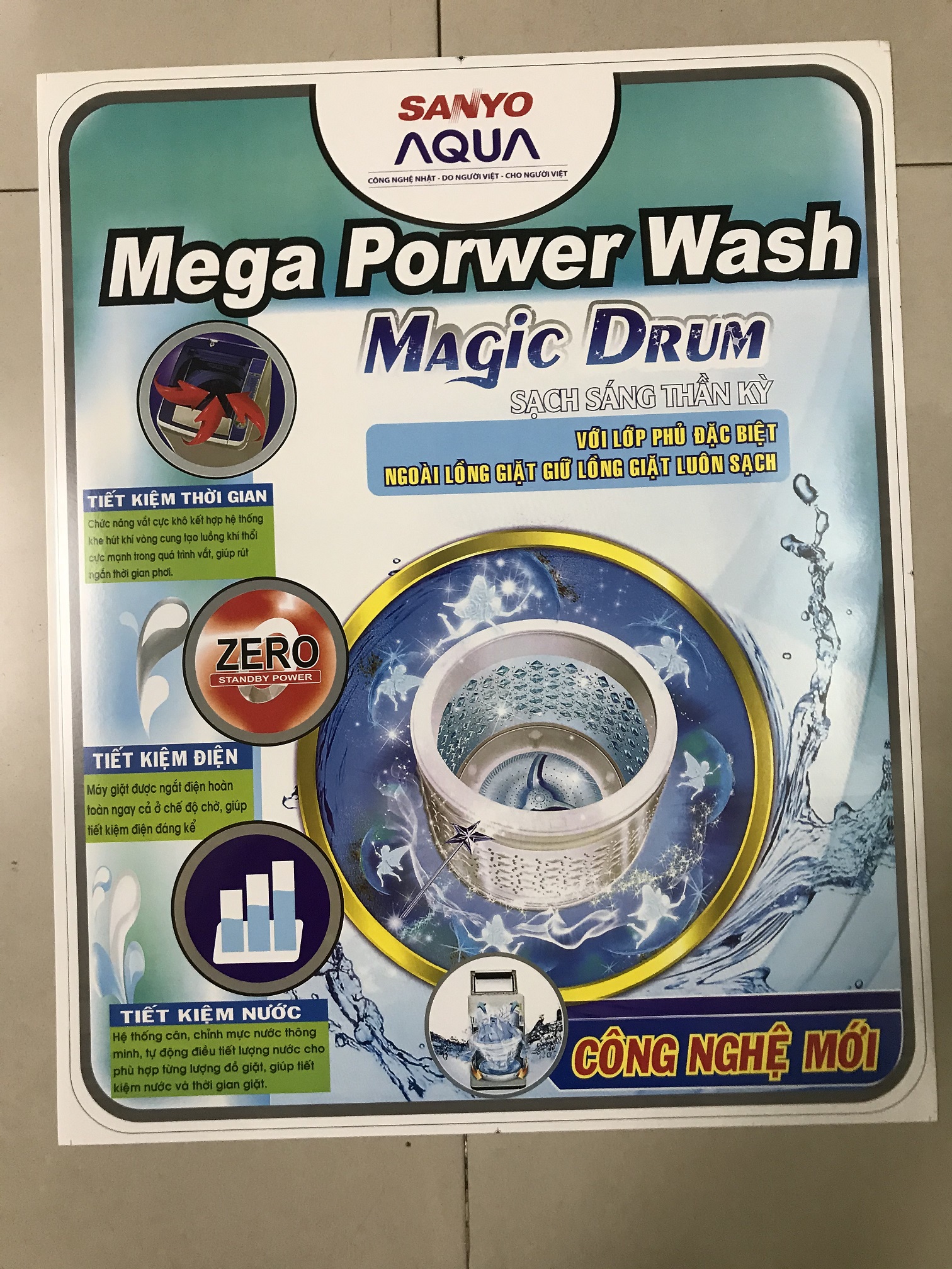 [HCM]Combo 10 tem dán máy giặt Sanyo Aqua/ Combo 10 miếng dán máy giặt Sanyo (mẫu 6)