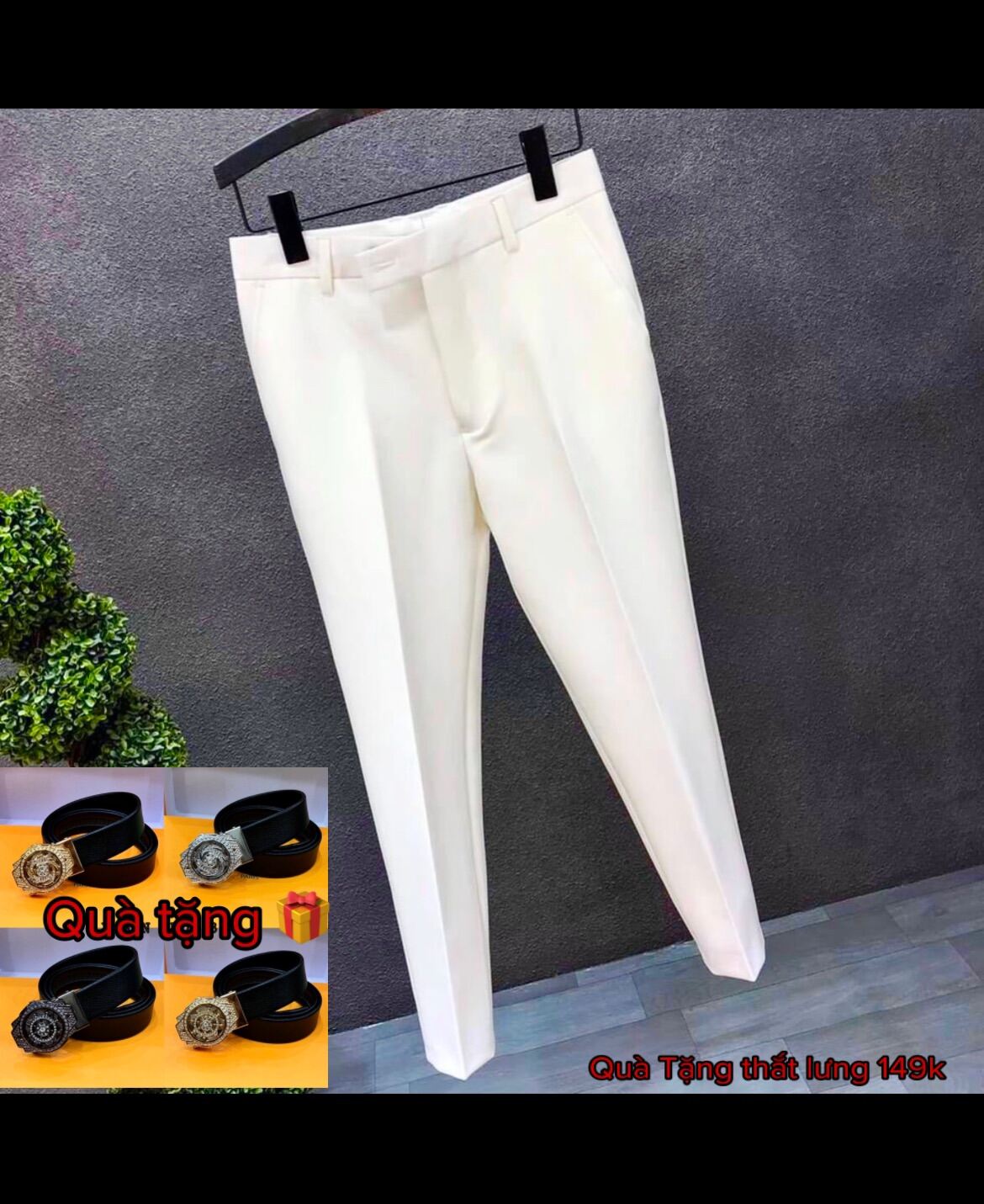 (Quà Tặng) Quần âu trắng tặng kèm thắt lưng