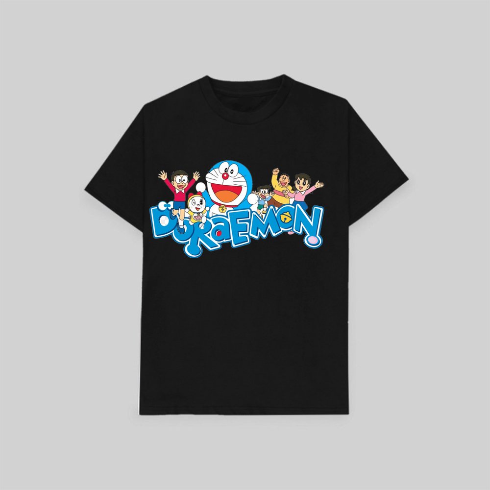 Áo thun phông đen in hình Doraemon anime