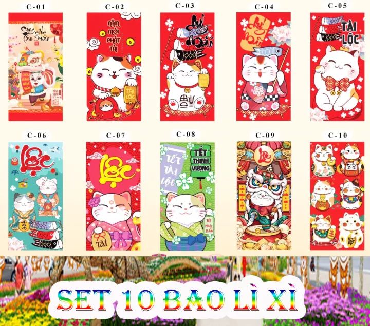 [Quà Tặng Không Bán] SET 10 Bao Lì Xì Tết 2024 Giáp Thìn Cực Đẹp