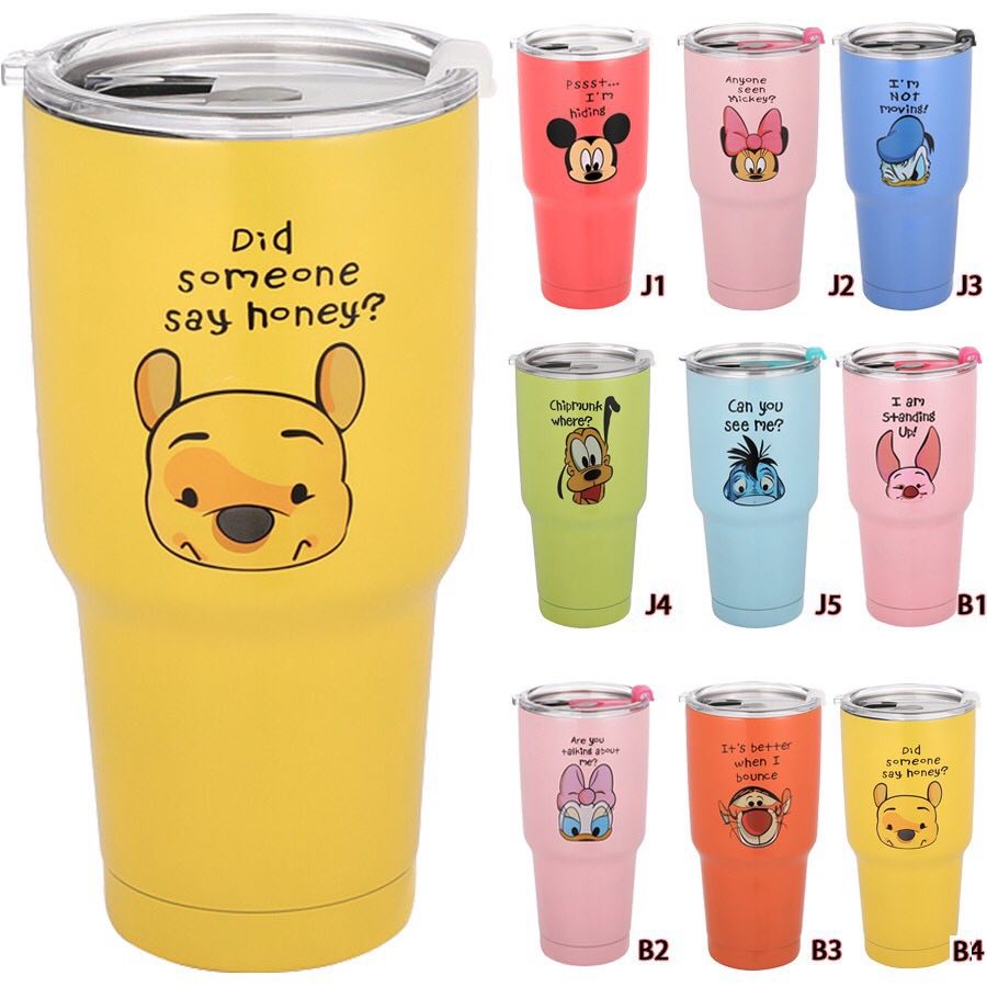 LY GIỮ NHIỆT HÌNH MÈO KITTY, DOREMON, GẤU CHÓ ... 900ML INOX 304 KHÔNG GỈ KÈM TÚI TREO CAO CẤP + BỘ ỐNG HÚT CỌ RỬA NẮP CHỐNG TRÀN