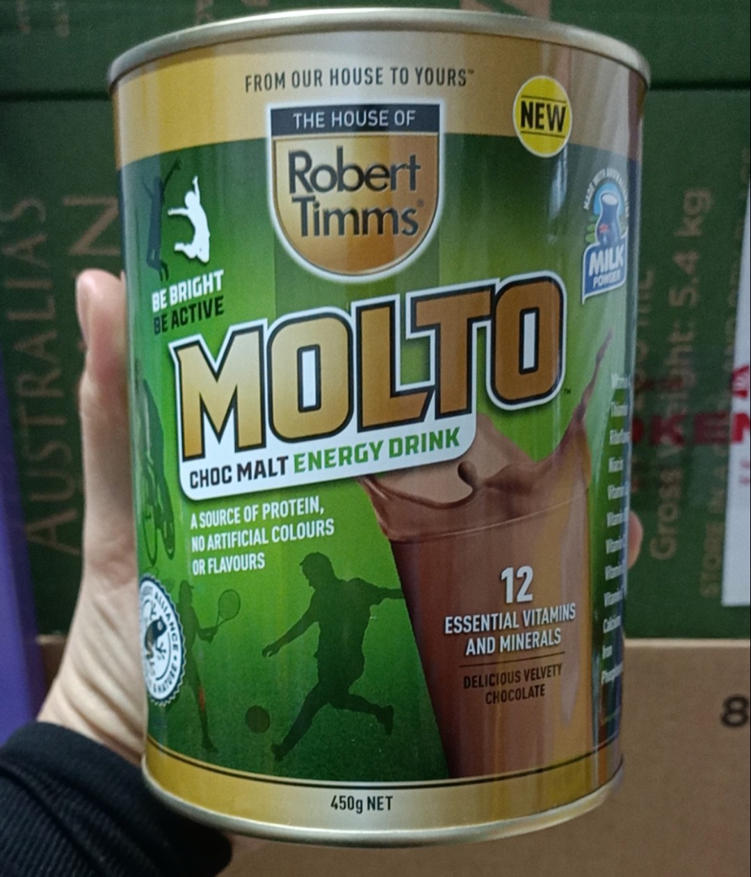 Sữa bột MOLTO cacao nhập từ Úc hộp 450 gr