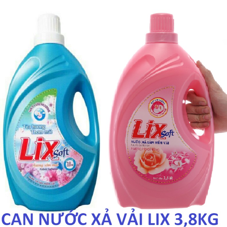 [HCM] Nước xả vải Lix Soft hương hoa hồng can 3.8 lít
