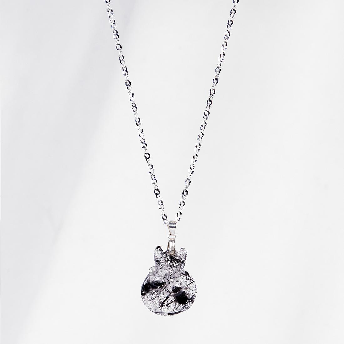 [HCM]Dây chuyền bạc mặt hồ ly 9 đuôi thạch anh tóc đen - Ngọc Quý Gemstones