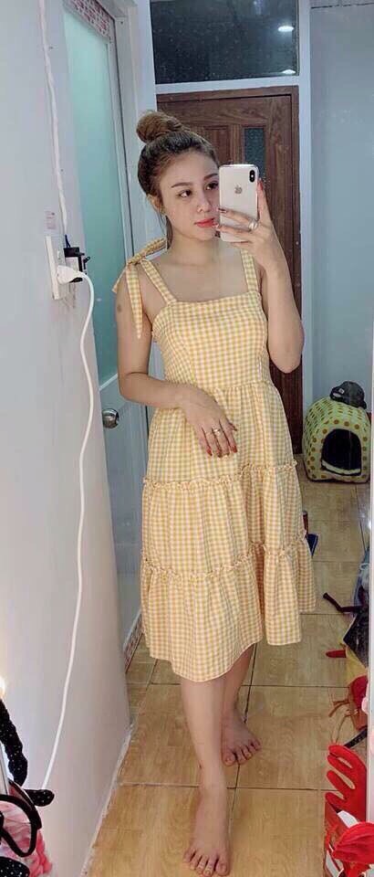 Đầm babydol caro tầng dễ thương
