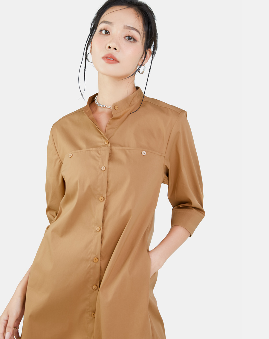 Đầm Sơ Mi Nữ Thời Trang JUNO Dáng Lửng Tay Dài JNDLU020