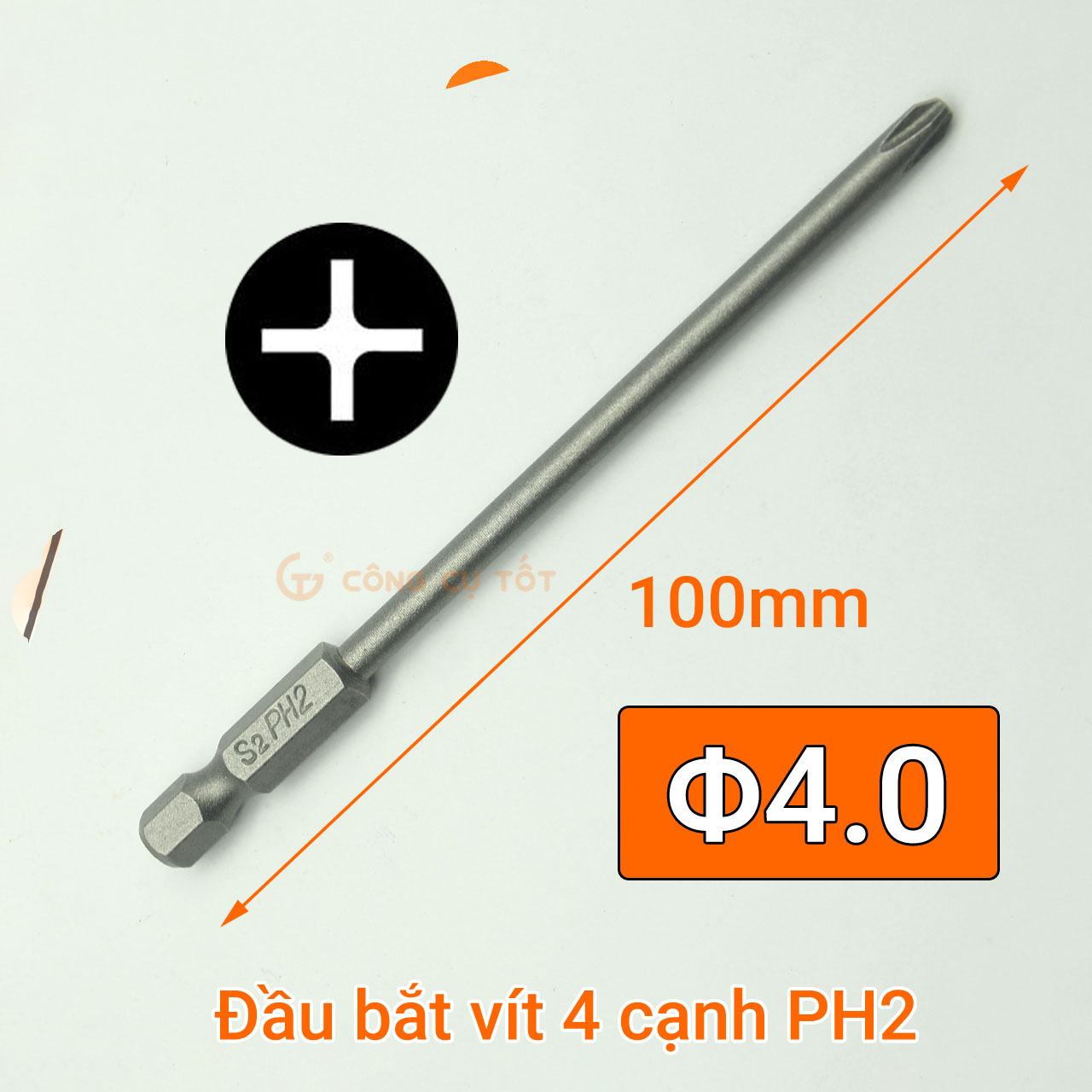 Đầu bắt vít 4 cạnh PH2 chuôi lục size tùy chọn