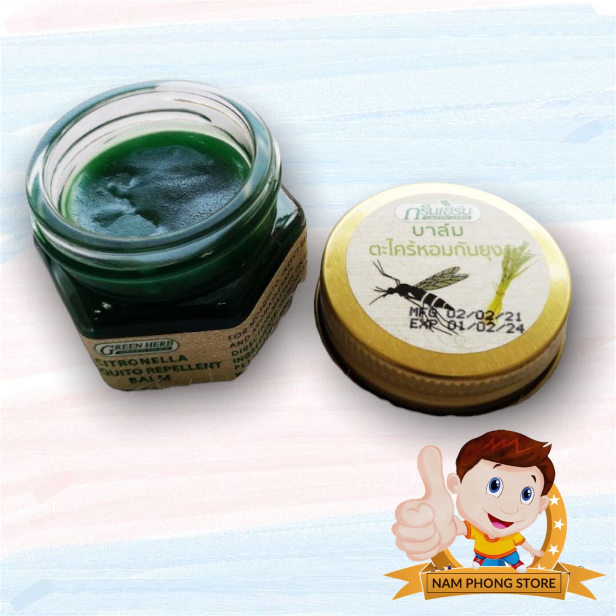 (Nội địa) Cù là đuổi muỗi Green Herb Thái Lan 10g nắp thiếc