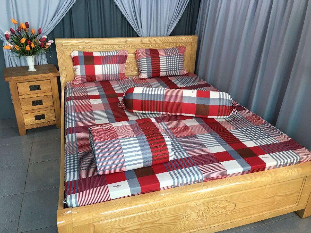 Bộ ga giường - Drap thun mẫu sọc bbry - ga thun lạnh ( 1 ga nệm, 2 vỏ gối nằm, 1 vỏ gối ôm))