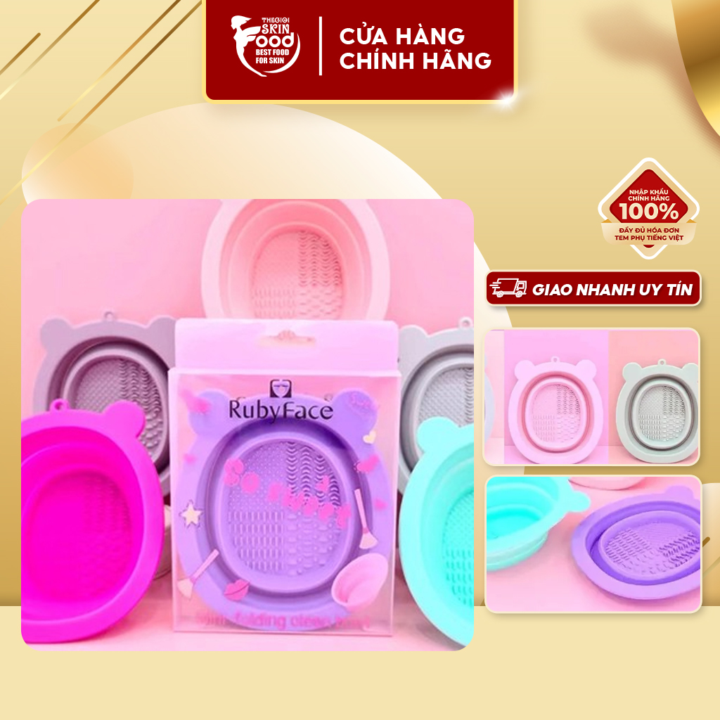 Dụng cụ vệ sinh cọ trang điểm rubyface makeup brush cleaning bowl gjw - màu ngẫu nhiên