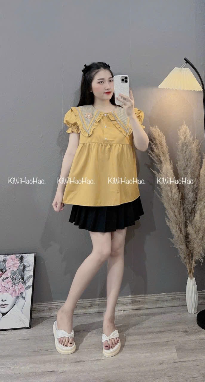 [FREESHIPMAX] áo bầu sơ mi trẻ trung cho mẹ bầu