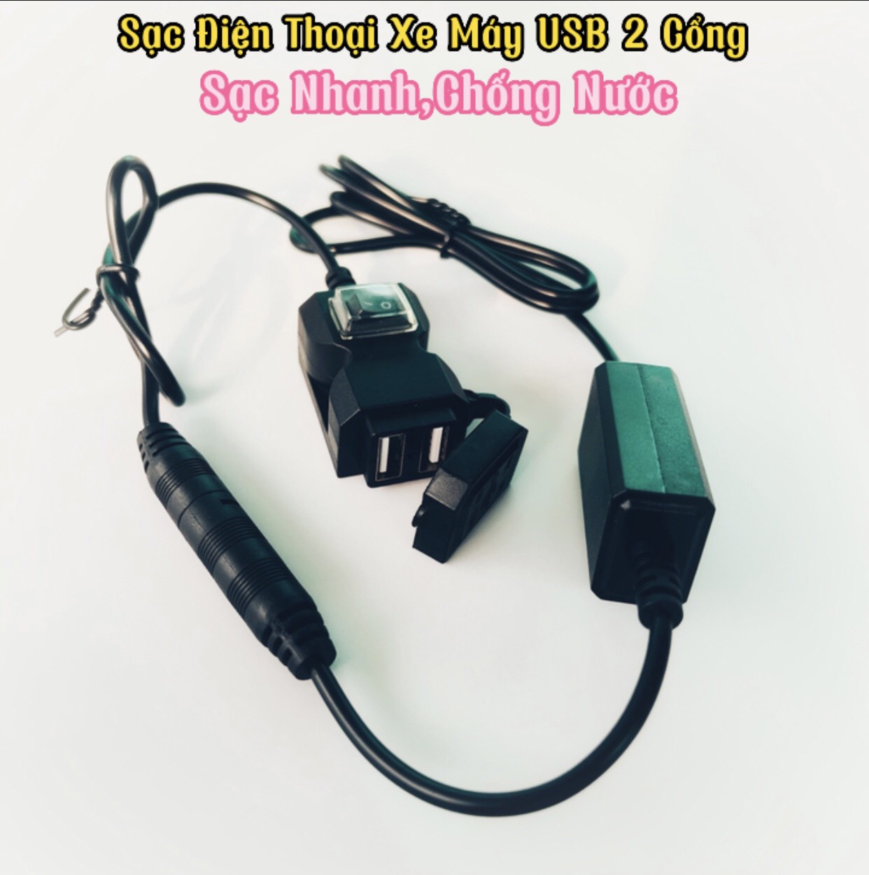 Combo Giá Đỡ Điện Thoại Xe Máy Có Sạc Usb 2 Cổng + Dù mini
