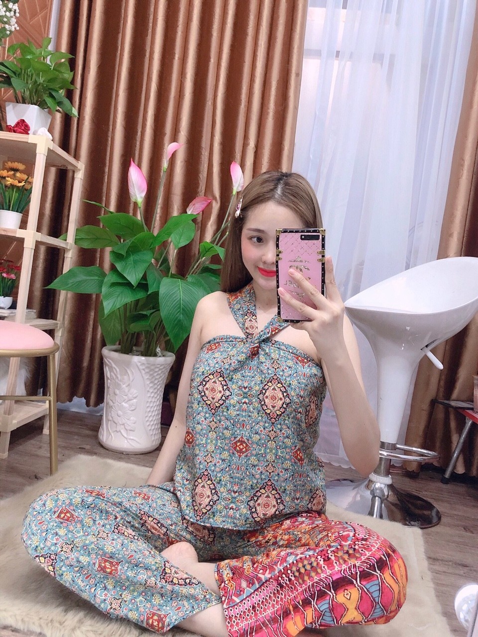 [HCM]Sét bộ nữ áo cổ yếm chéo kèm quần dài