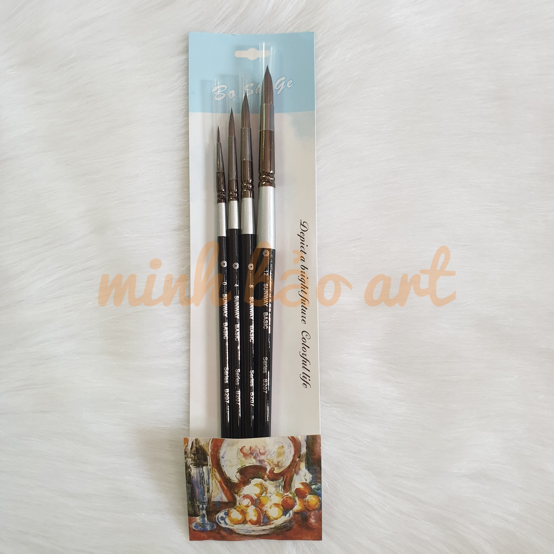 BỘ CỌ LÔNG SÓC CÁN ĐEN SUNWAY B207, CÁN TRẮNG B008