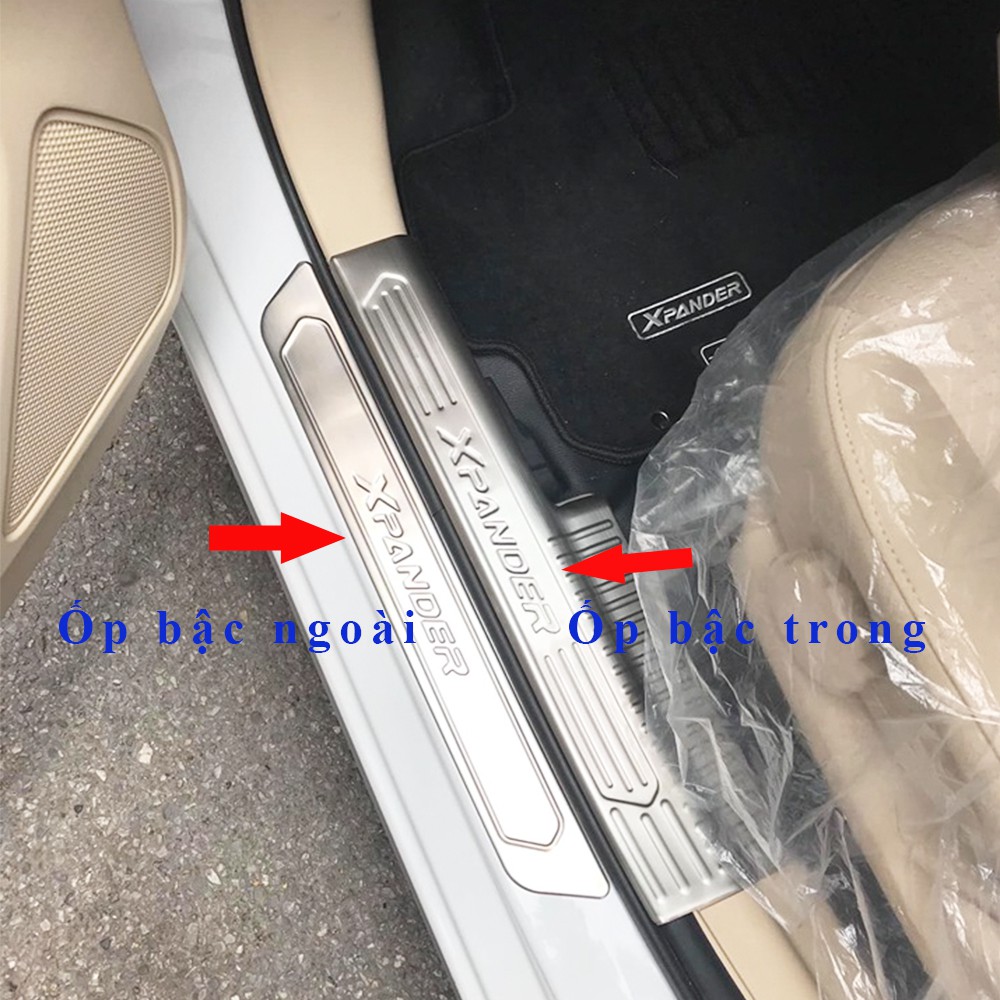 Ốp bậc cửa, nẹp bước chân trong, ngoài xe Mitsubishi Xpander / Xpander cross 2019 - 2022, 2023 Hàng inox cao cấp