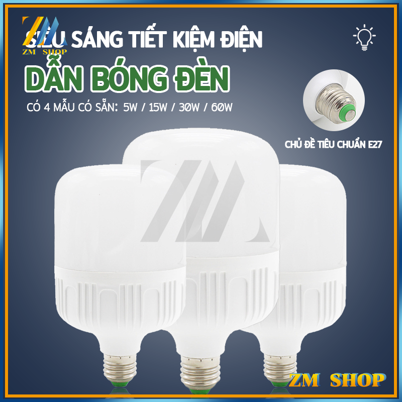 Bóng Đèn LED Tiết Kiệm Năng Lượng 5W / 15W / 30W / 60W -  Bulb Trụ Nhựa Đủ Loại Công Suất Siêu Sáng