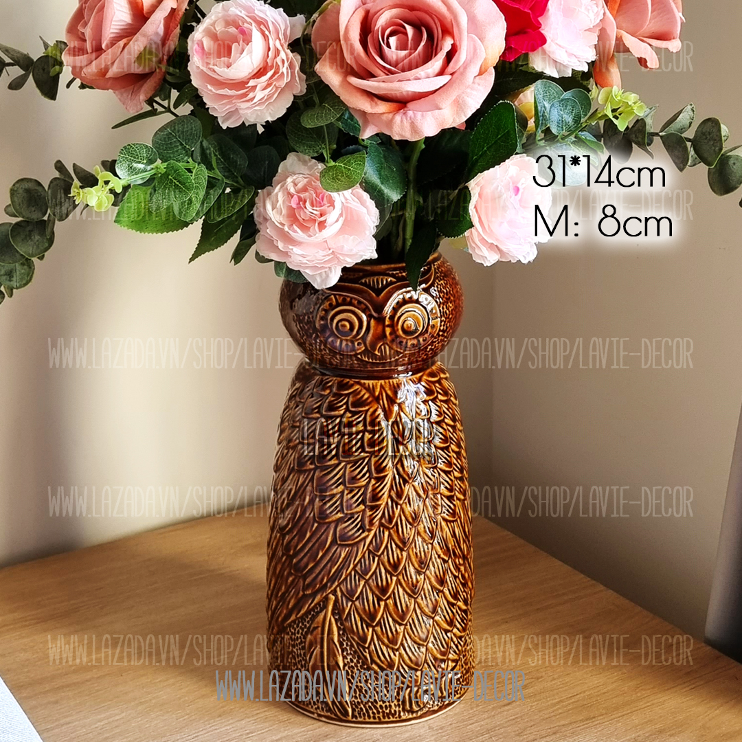 Lọ hoa gốm sứ men hỏa biến hổ phách Bát Tràng