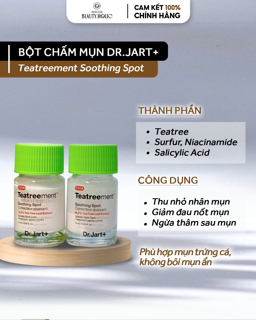 [Nhacuabeautyholic] Chấm mụn DR.JART+ TEATREEMENT SOOTHING SPOT