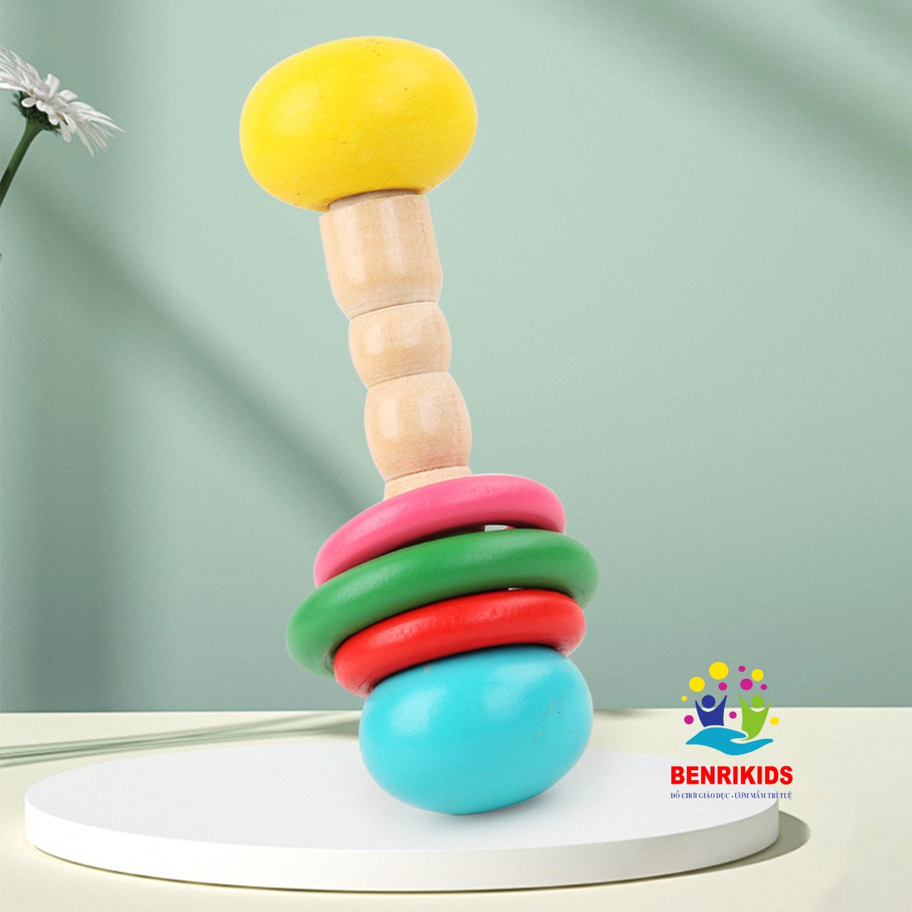 Đồ wooden dice for infants under 1 year old, đồ play rattles ex factory production benrikids for baby growth the senses