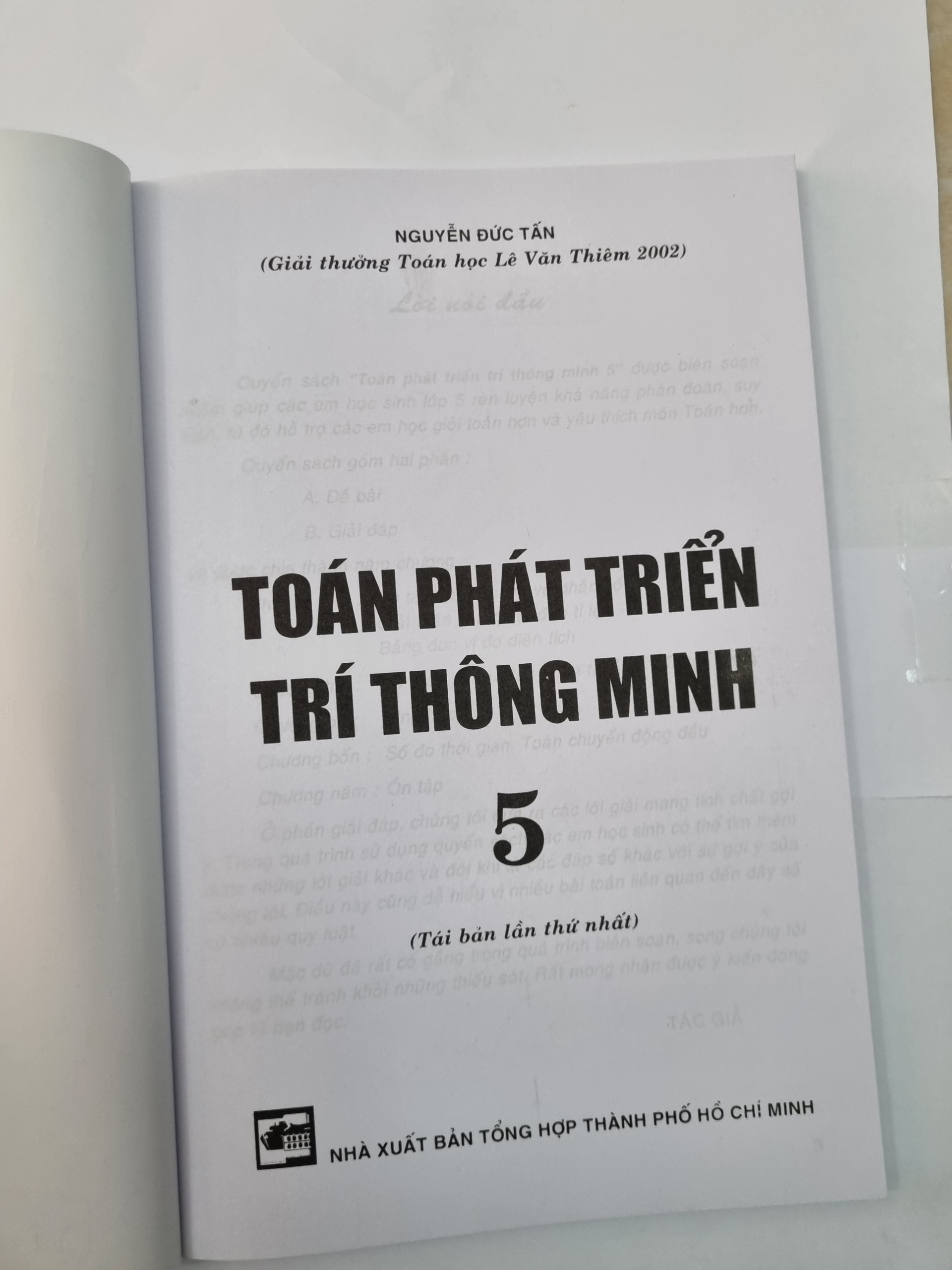 Sách - Toán Phát Triển Trí Thông Minh Lớp 5 (Nguyễn Đức Tấn)