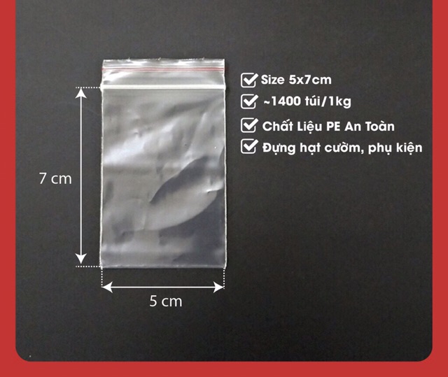 1kg túi zipper chỉ đỏ
