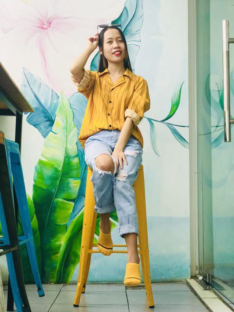 ÁO SƠ MI CỔ VEST KẺ SỌC HÀN QUỐC