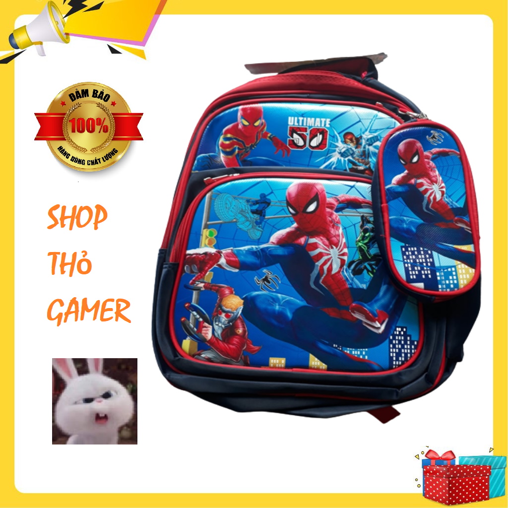 Backpack primary school students the Spider Man has bundled squeeze to write the Spider Man