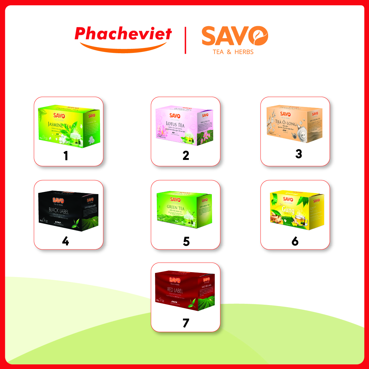 Các loại Trà Savo Hộp 40g (20 túi lọc x 2g/gói)