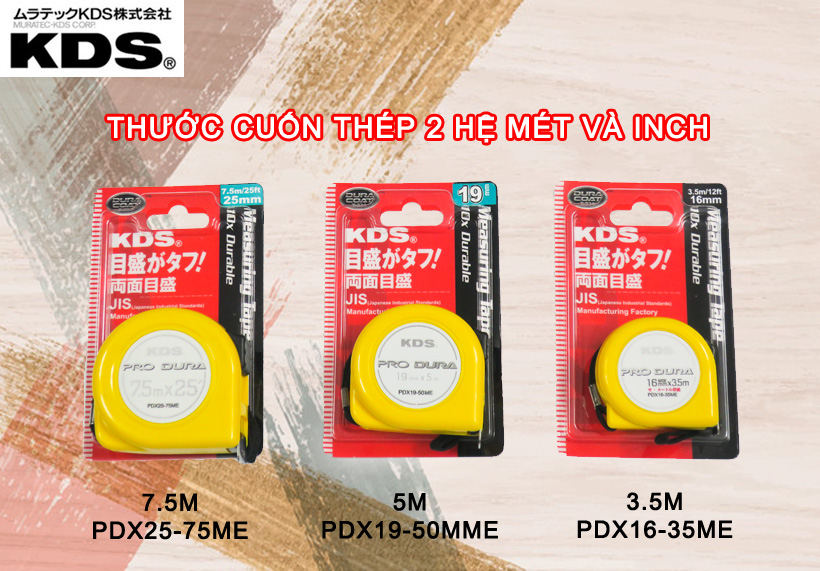 Thước cuộn Nhật Bản KDS hệ Inch - Meter (số đo 2 mặt)