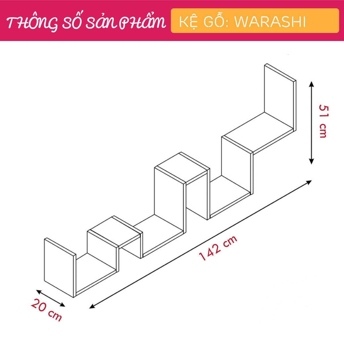 Kệ gỗ trang trí đa năng SMLIFE Warashi