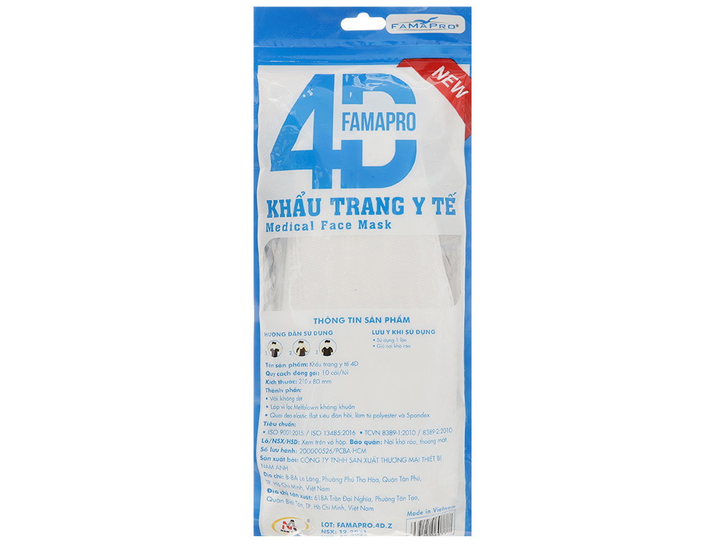 (Gói 10 Cái) Khẩu Trang 4D Famapro KF94
