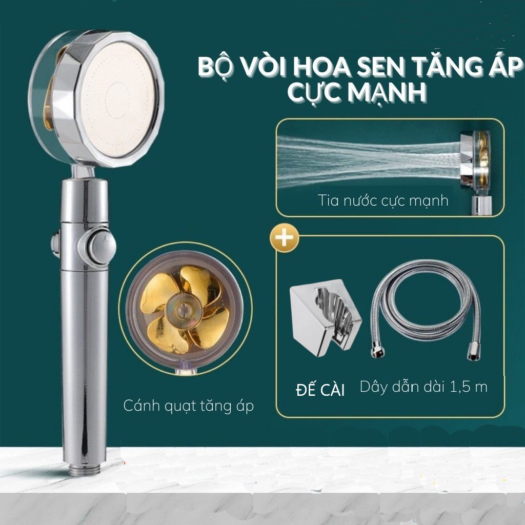 Bộ Vòi tắm hoa sen tăng áp cao cấp, đầu vòi hoa sen có cánh quạt xoay 360 độ và dây cài TS SEN CÁNH QUẠT vòi sen tắm vòi sen tăng áp