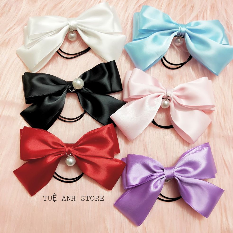 Dây buộc tóc nơ satin xinh xắn