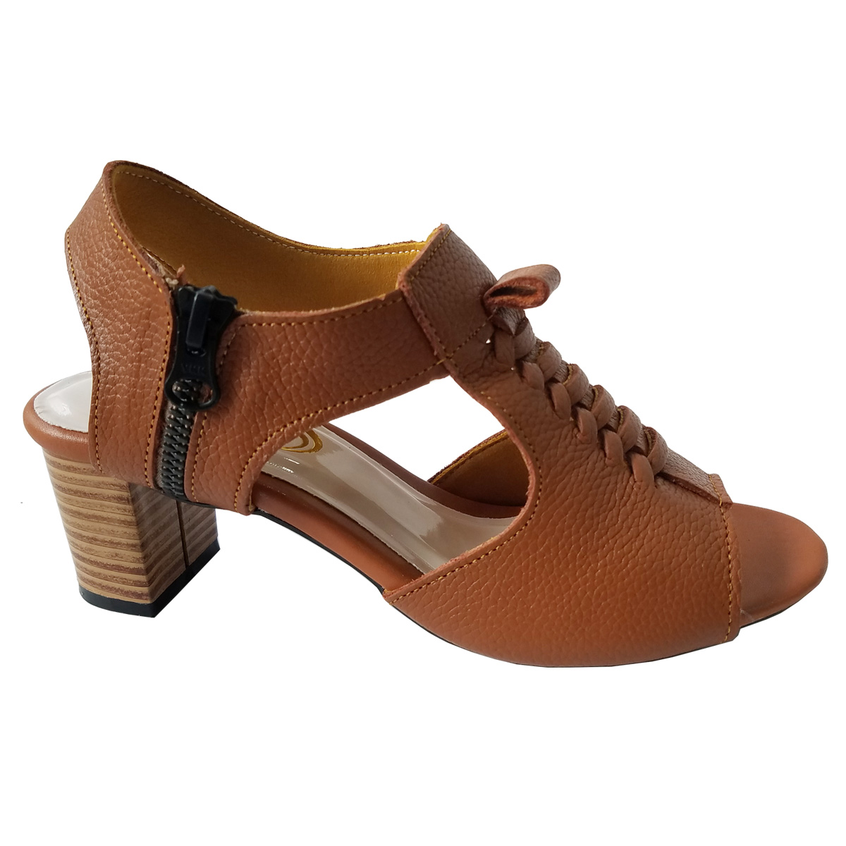 Giày sandal cao gót nữ da bò BIGGBEN gót 5 phân GCGB55