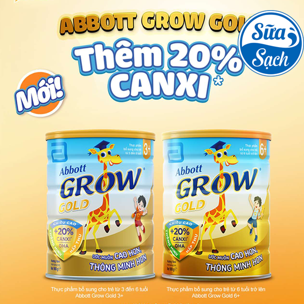 Sữa bột Abbott Grow Gold 3+/6+ hương vani 900gr