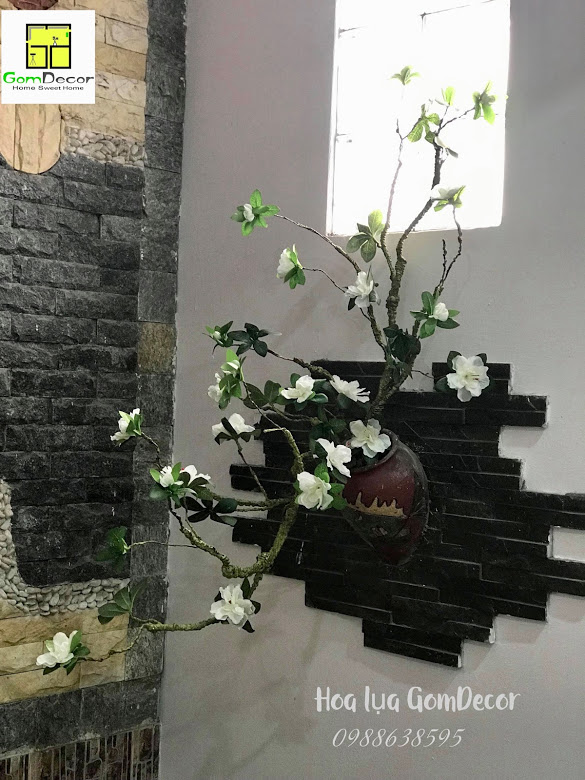 Hoa đỗ quyên giả hoa lụa đẹp trang trí cao cấp