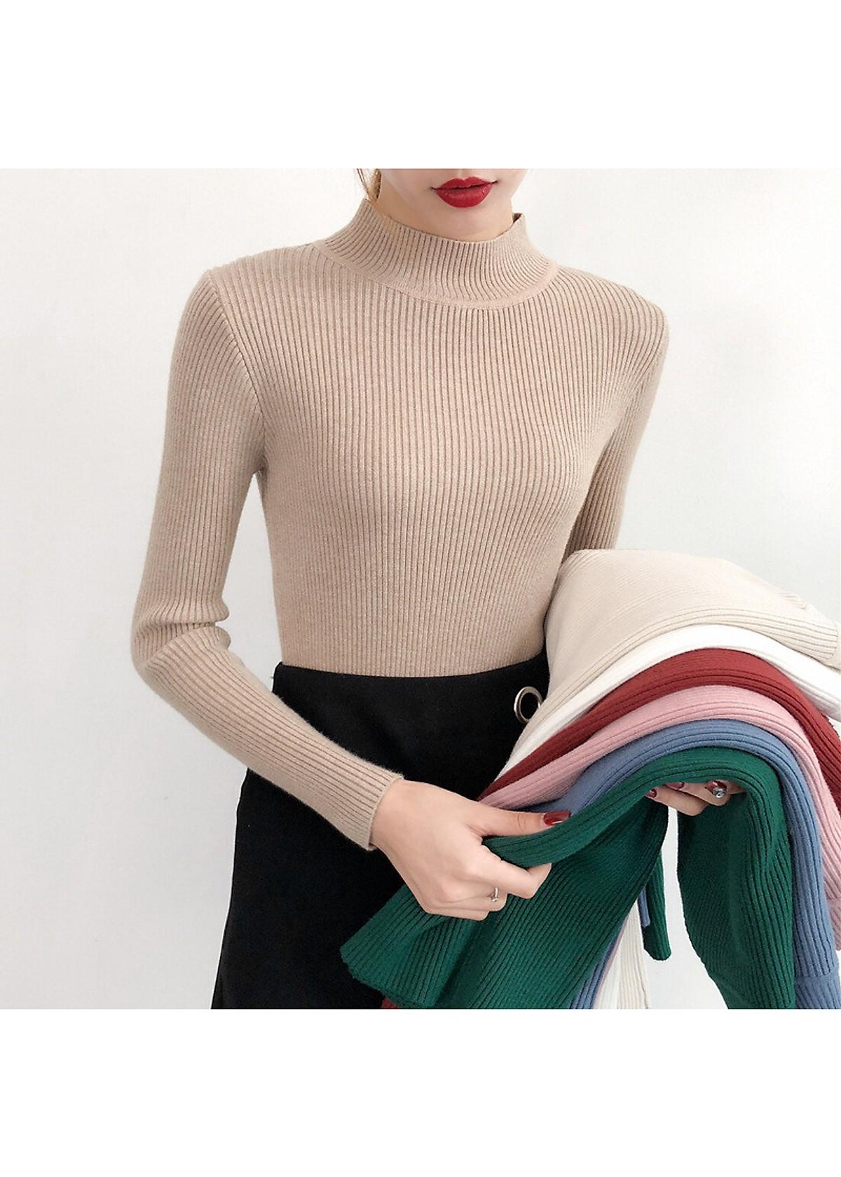 Áo len gân cổ 3 phân