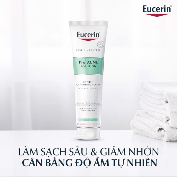 [GIẢM 20K ĐƠN 399K] Sữa Rửa Mặt Tạo Bọt Cho Da Mụn Eucerin Pro Acne Solution Gentle Cleansing Foam 150g