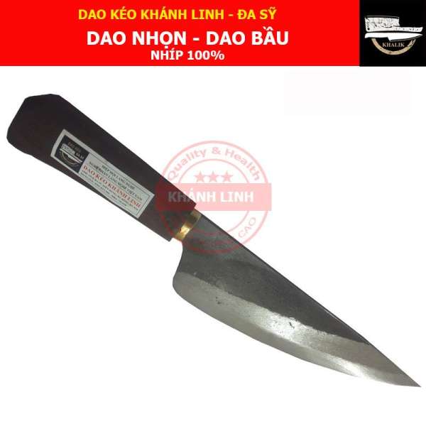 Dao nhà bếp Khánh Linh - Đa Sỹ: Dao bầu cán đen (dao lọc thịt, cạo lông) NHÍP 100% - DN03