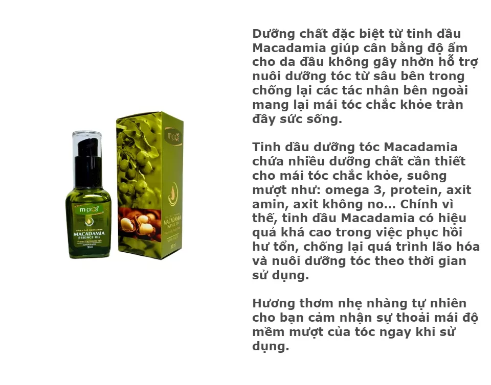 Tinh Dầu Macadamia Chống Rối Tóc m.pros 30Ml