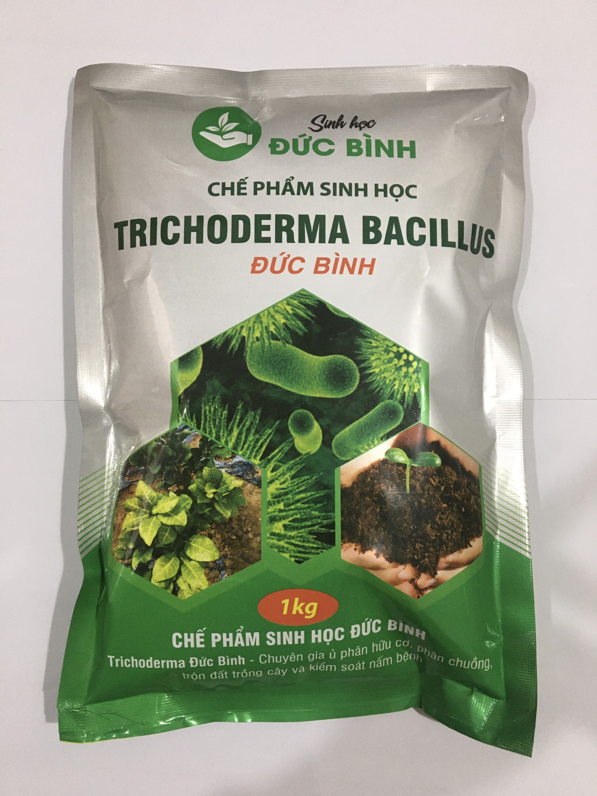 Chế phẩm trichoderma bacillus đức bình 1kg ủ phân hữu cơ-chế phẩm sinh học đức bình