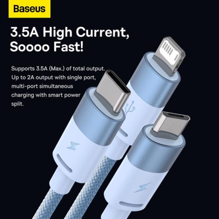 Dây Cáp Sạc Baseus 3 Trong 1 USB C Cho iPhone 3.5A Samsung Xiaomi