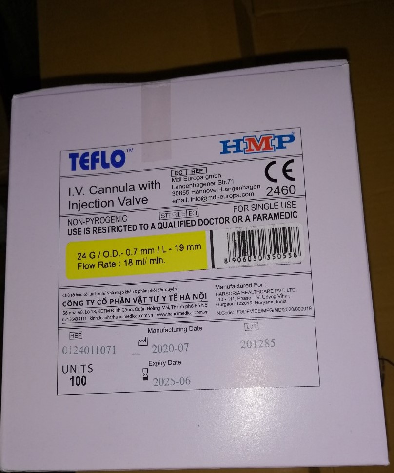 [HCM]Kim luồn tĩnh mạch Teflo (Hộp 100 cây)