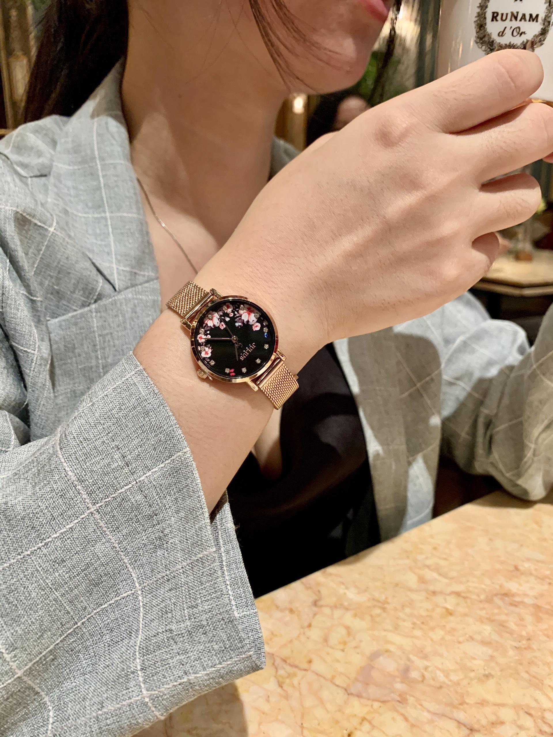Đồng Hồ Nữ JA-1164LG Julius Hàn Quốc ( mặt in hoa )