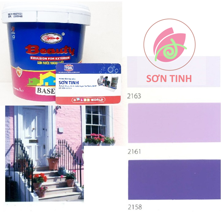 Sơn nước màu tím đậm nhạt lavender khoai môn Violet Ngoại thất Ngoài trời BEAUTY của URAI PAINTS 1 lít