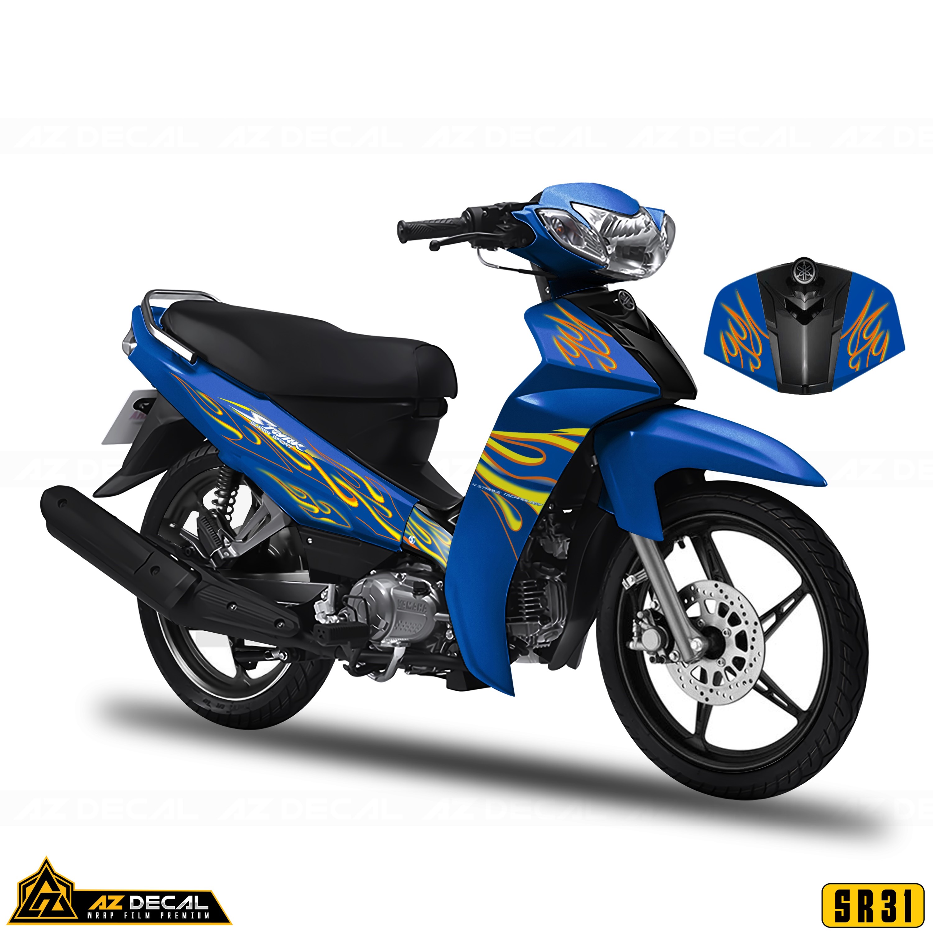 Tem xe sirius rc mẫu ngọn lửa | sr31 | team decal rời hình dán xe máy chống nước chống xước - azdecal