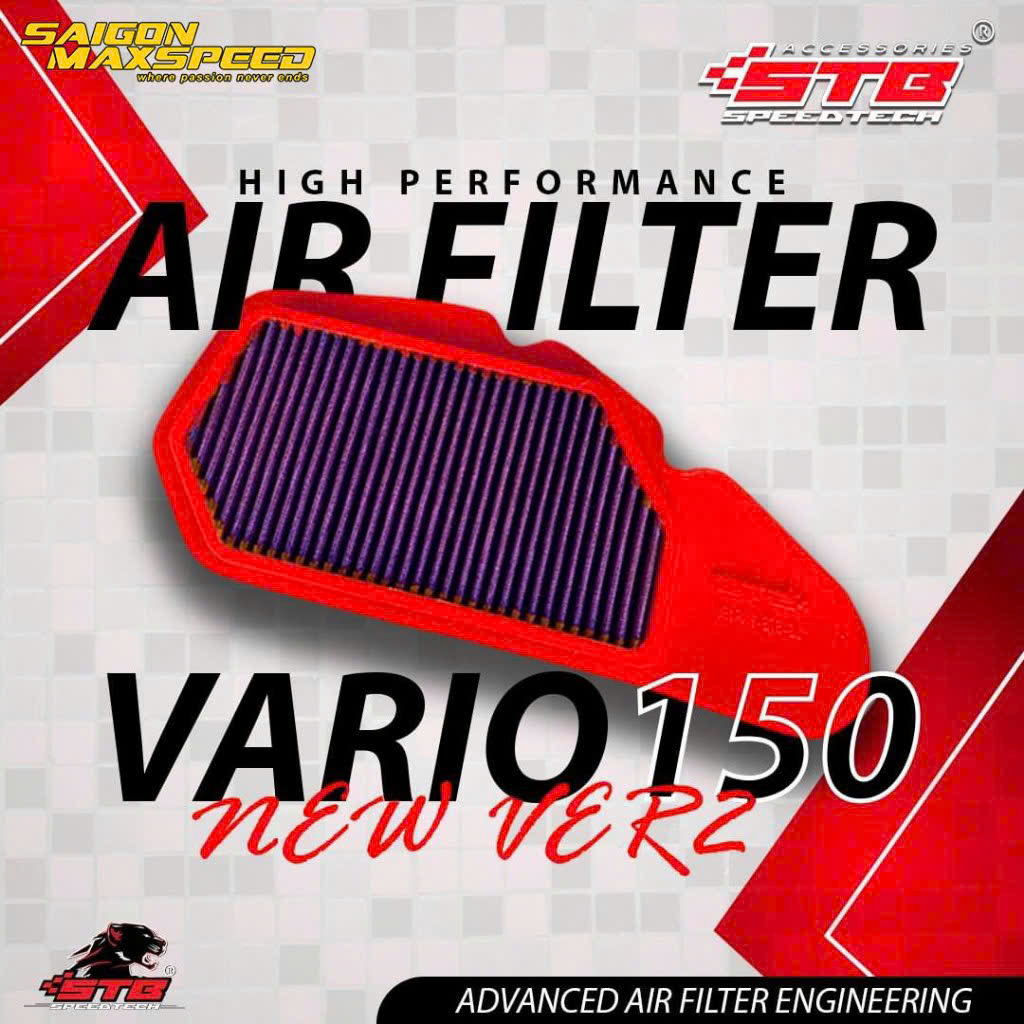 Lọc Gió STB Vario Thế Hệ 2 Xe Máy Lắp Như Zin Cho 125-150, AB 125-150 2 Val Các Đời